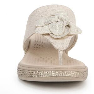 Beige Floral Thong Slide Sandal - Women 11w Life Stride So Comfortable